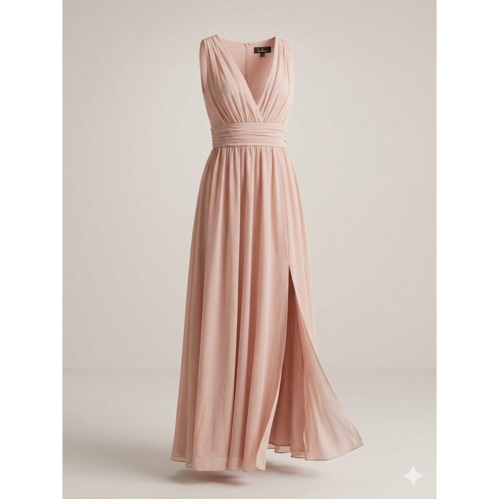 Lulus Heavenly Hues Blush Pink Chiffon Pleated Maxi Dress NWT  Size M Softgirl